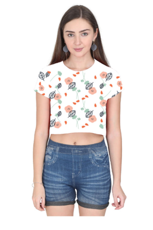 Female Flower Print AOP Crop Top